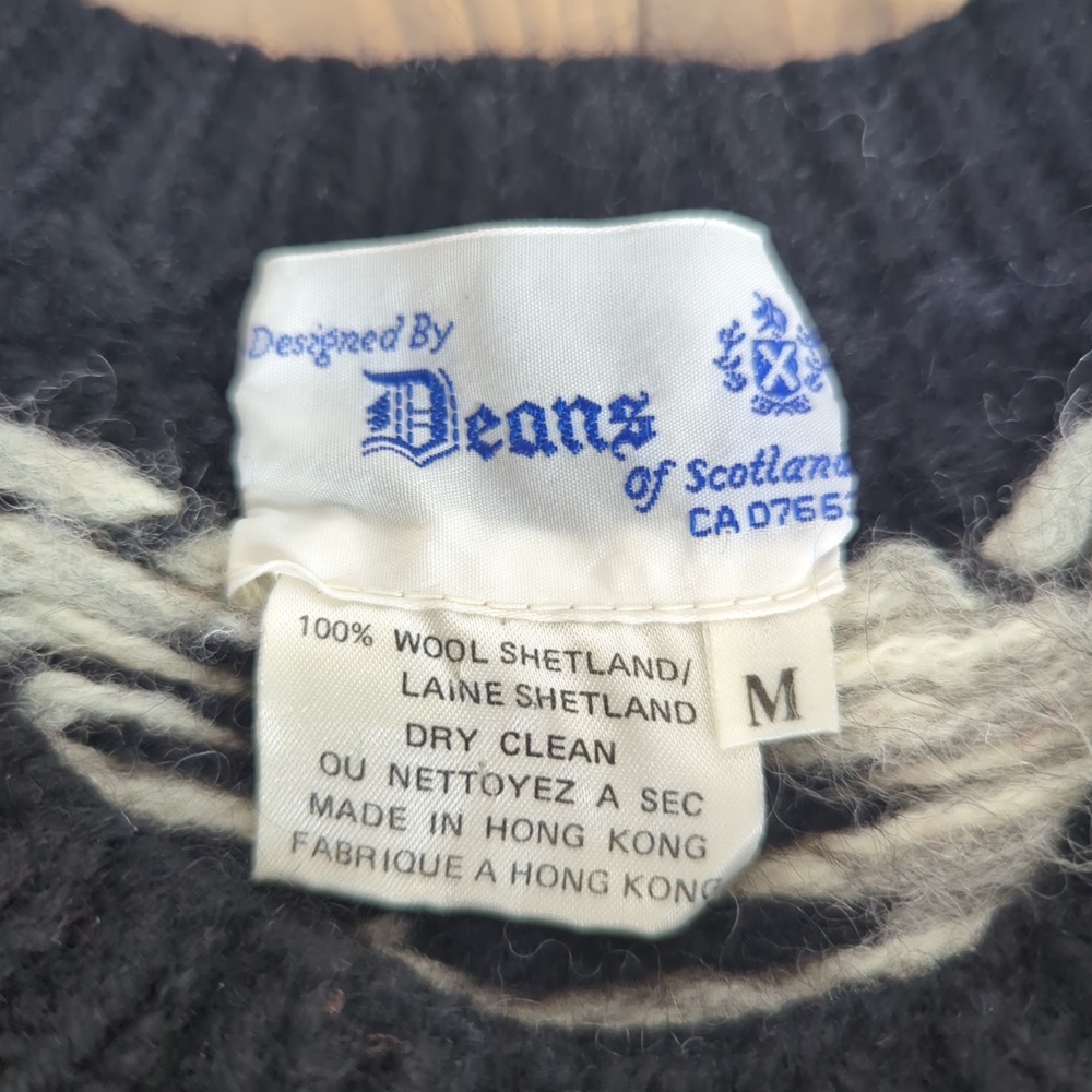 Vintage Deans of Scotland Shetland Wool Sweater Farm Animals Sheep Cows Hearts - Picture 7 of 9